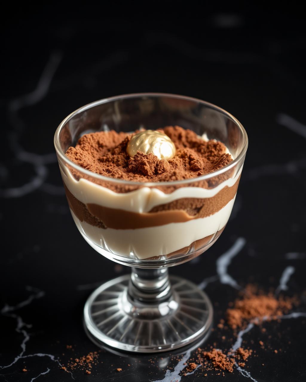 Deconstructed tiramisu in a crystal glass